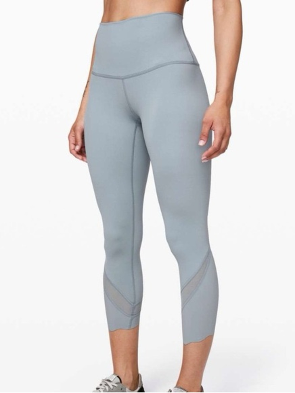 Like-new Lululemon athletica Light Blue Cropped Leggings with Sheer Panel